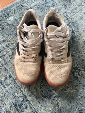 Vans white and light grey Suede Sneakers with Black Stripe and Gum Sole 🌿